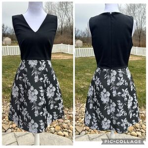 Hutch Anthropologie Black Silver Jacquard V Neck Sleeveless Cocktail Dress S